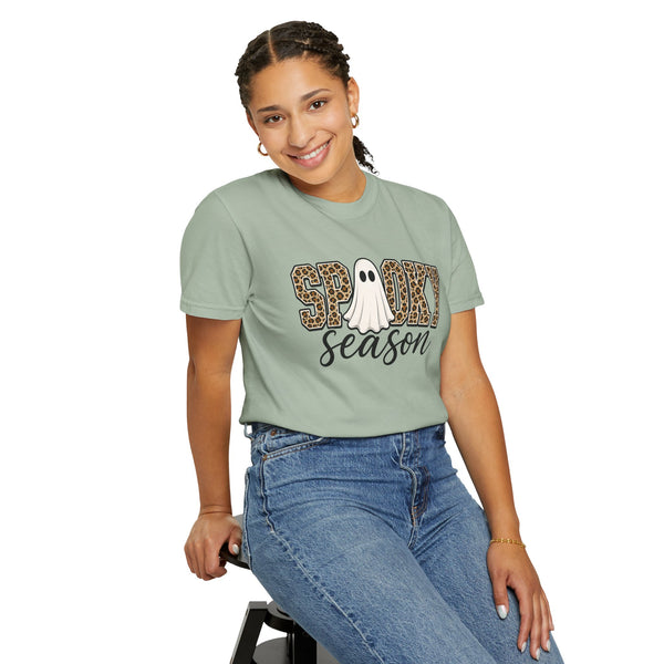 Spooky Season Leopard Print Ghost Halloween Graphic T-Shirt