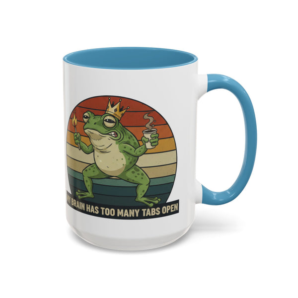 "Too Many Tabs Open" Retro Frog Accent Mug - 11oz & 15oz Ceramic Coffee Cup