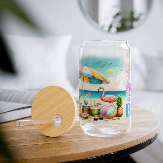 Life Is Better At the Beach 16oz Sipper Glass with Bamboo Lid & Straw