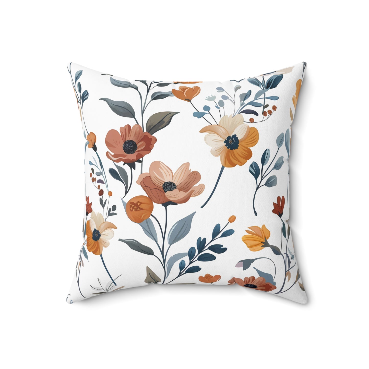 Rustic Warm Earth-Tone Floral - Indoor Throw Pillow