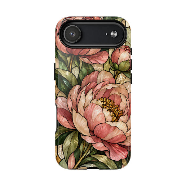 Glossy or Matte Stained Glass Peony MagSafe iPhone Case