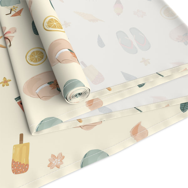 Seashell & Beach Print - Coastal Table Runner