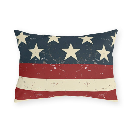Vintage American Flag - Outdoor Throw Pillow
