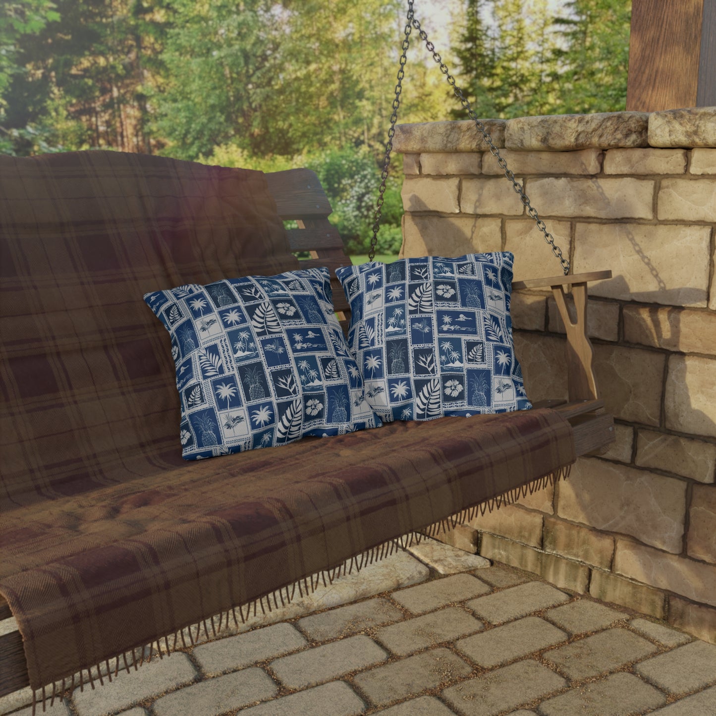 Palm Trees & Pineapples Tropical - Outdoor Pillow