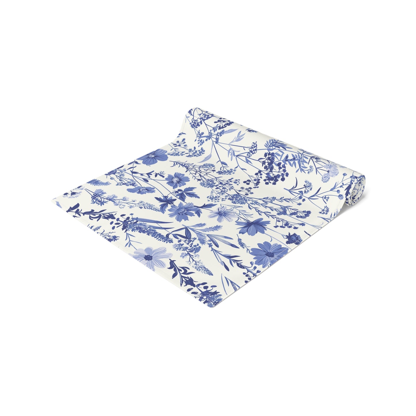 Blue Floral Toile Table Runner