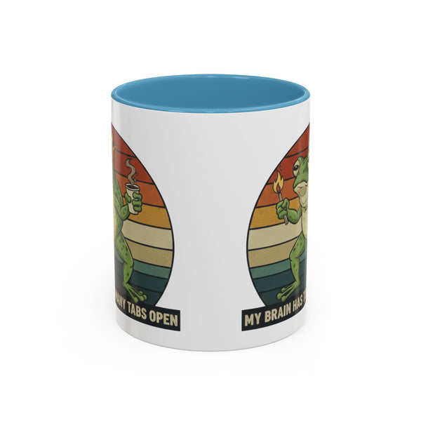 "Too Many Tabs Open" Retro Frog Accent Mug - 11oz & 15oz Ceramic Coffee Cup