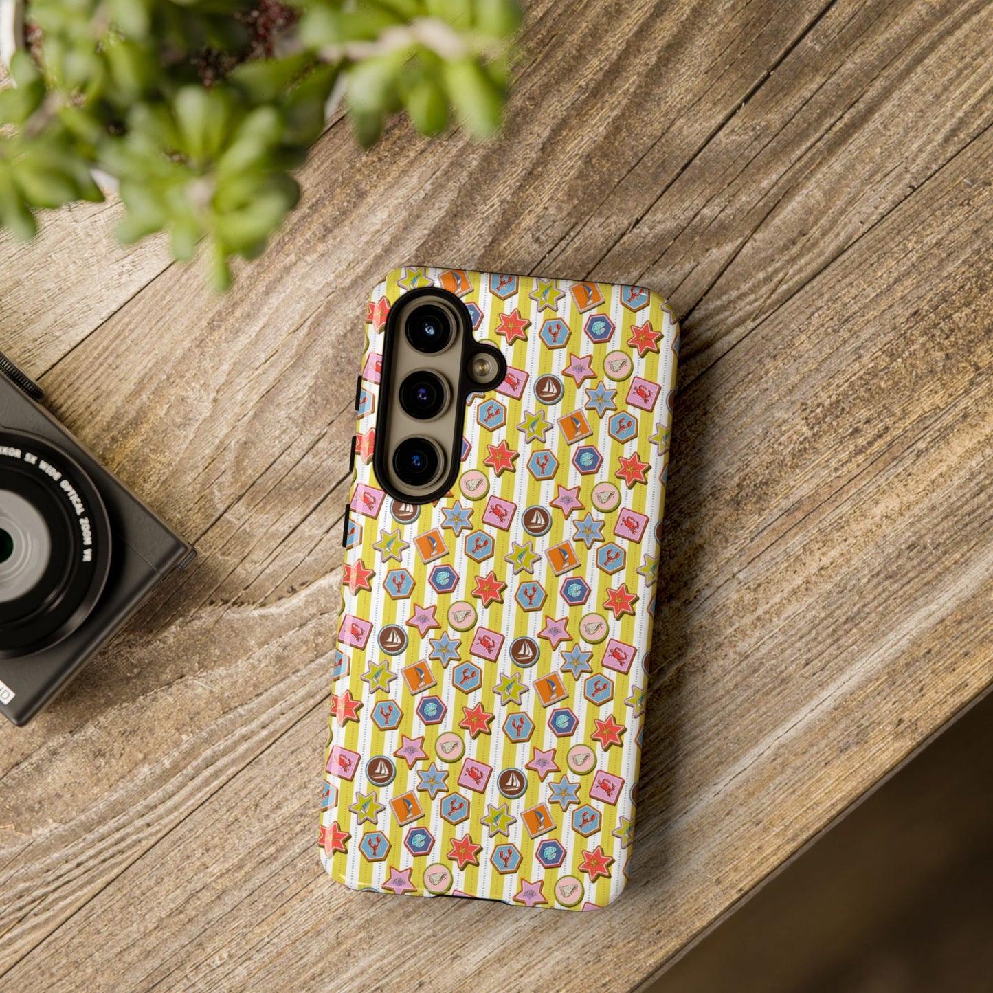 Yellow and White Striped Summer Themed Phone Case