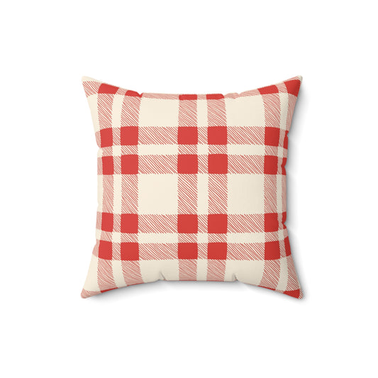 Red and White Gingham - Indoor Throw Pillow - Front and Back Design