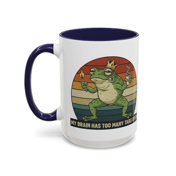 "Too Many Tabs Open" Retro Frog Accent Mug - 11oz & 15oz Ceramic Coffee Cup