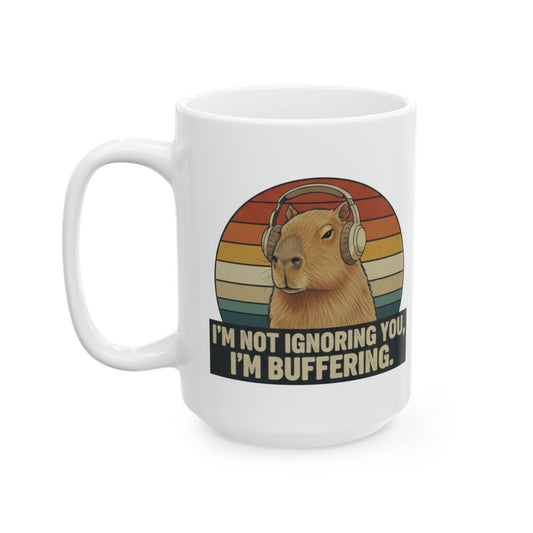 Capybara Buffering Ironic Mug | Funny Unhinged Animal Retro Gift 11oz & 15oz