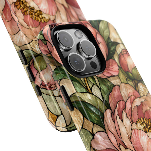Glossy or Matte Stained Glass Peony MagSafe iPhone Case