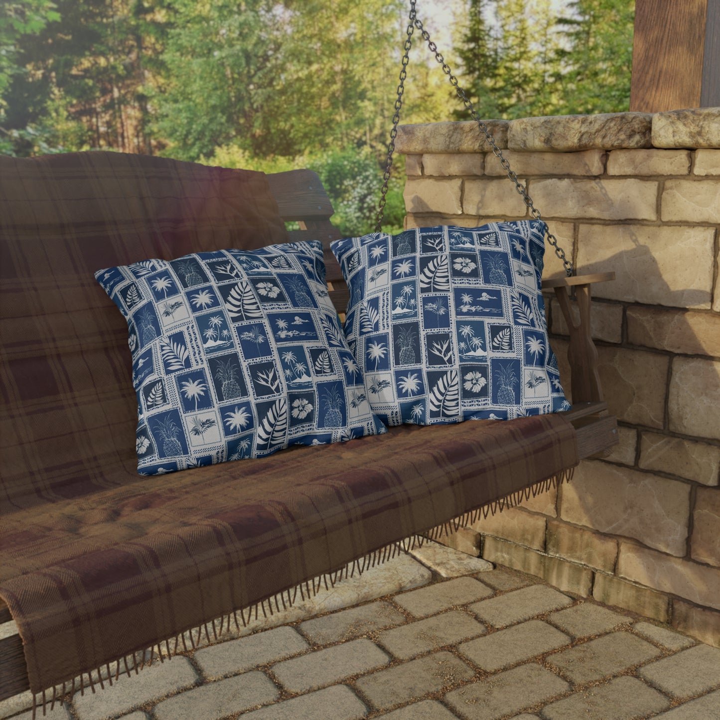 Palm Trees & Pineapples Tropical - Outdoor Pillow