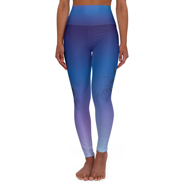 Celestial Moon High Waisted Yoga Leggings – Blue & Purple Galaxy Gradient