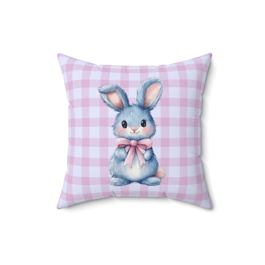Easter Bunny Pink Gingham Pastel - Indoor Throw Pillow