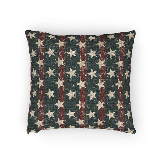 Woven Patriotic Indoor Throw Pillow - Rustic Home Decor