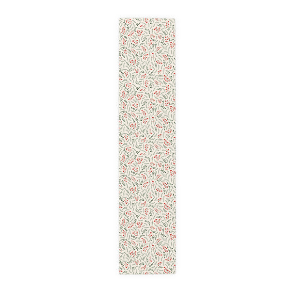 Christmas Table Runner Featuring Red & Green Holly