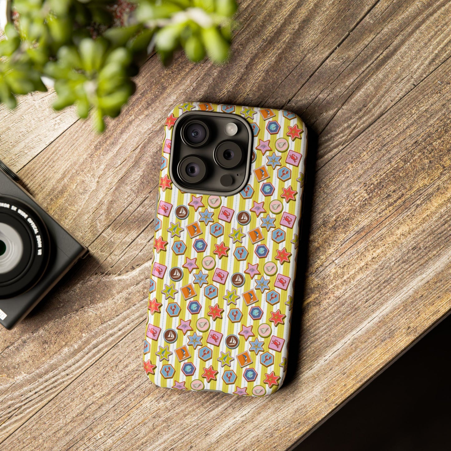 Yellow and White Striped Summer Themed Phone Case