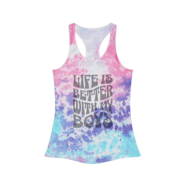 Womens Life Is Better With My Boys Tie Dye Tank Top Boy Mom Tank Top
