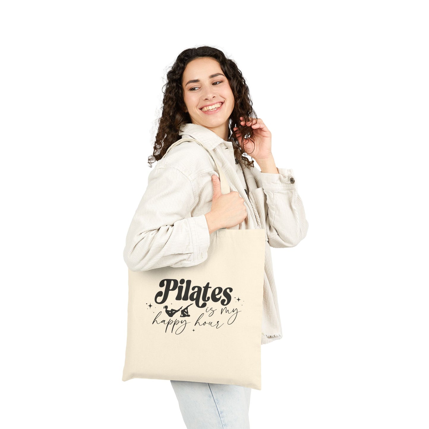 Pilates Is My Happy Hour Tote Bag - Eco-Friendly Gym Bag, Fitness Gift, Workout Accessory, Pilates Lover Tote, Everyday Carryall