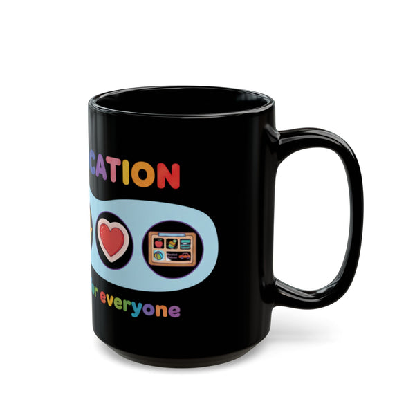 Neurodiversity Communication Mug - 11oz Black Ceramic - Inclusive AAC & ASL Art
