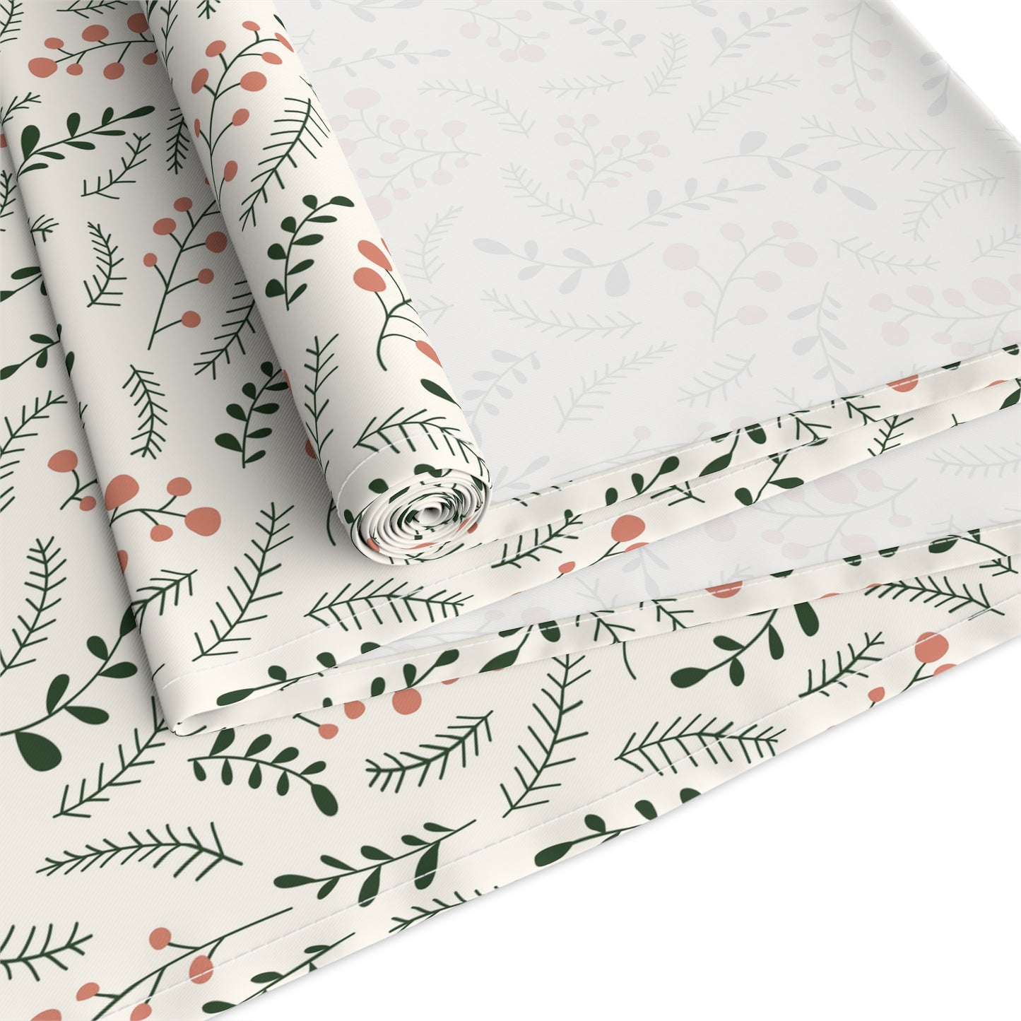 Christmas Table Runner Featuring Red & Green Holly