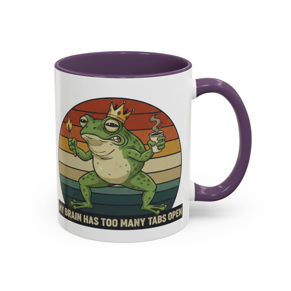 "Too Many Tabs Open" Retro Frog Accent Mug - 11oz & 15oz Ceramic Coffee Cup