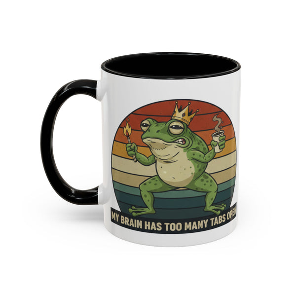 "Too Many Tabs Open" Retro Frog Accent Mug - 11oz & 15oz Ceramic Coffee Cup