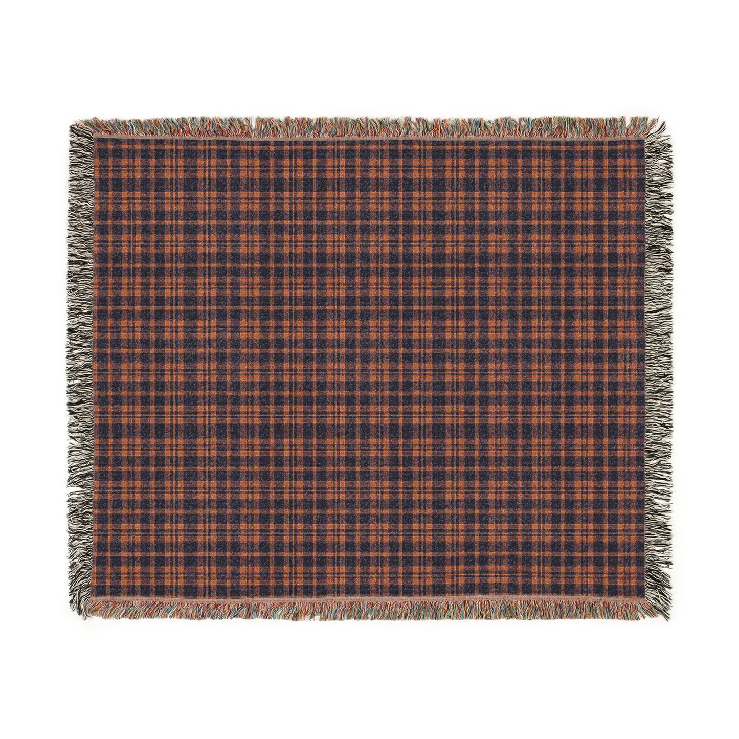 Red and Blue Plaid Woven Throw Blanket
