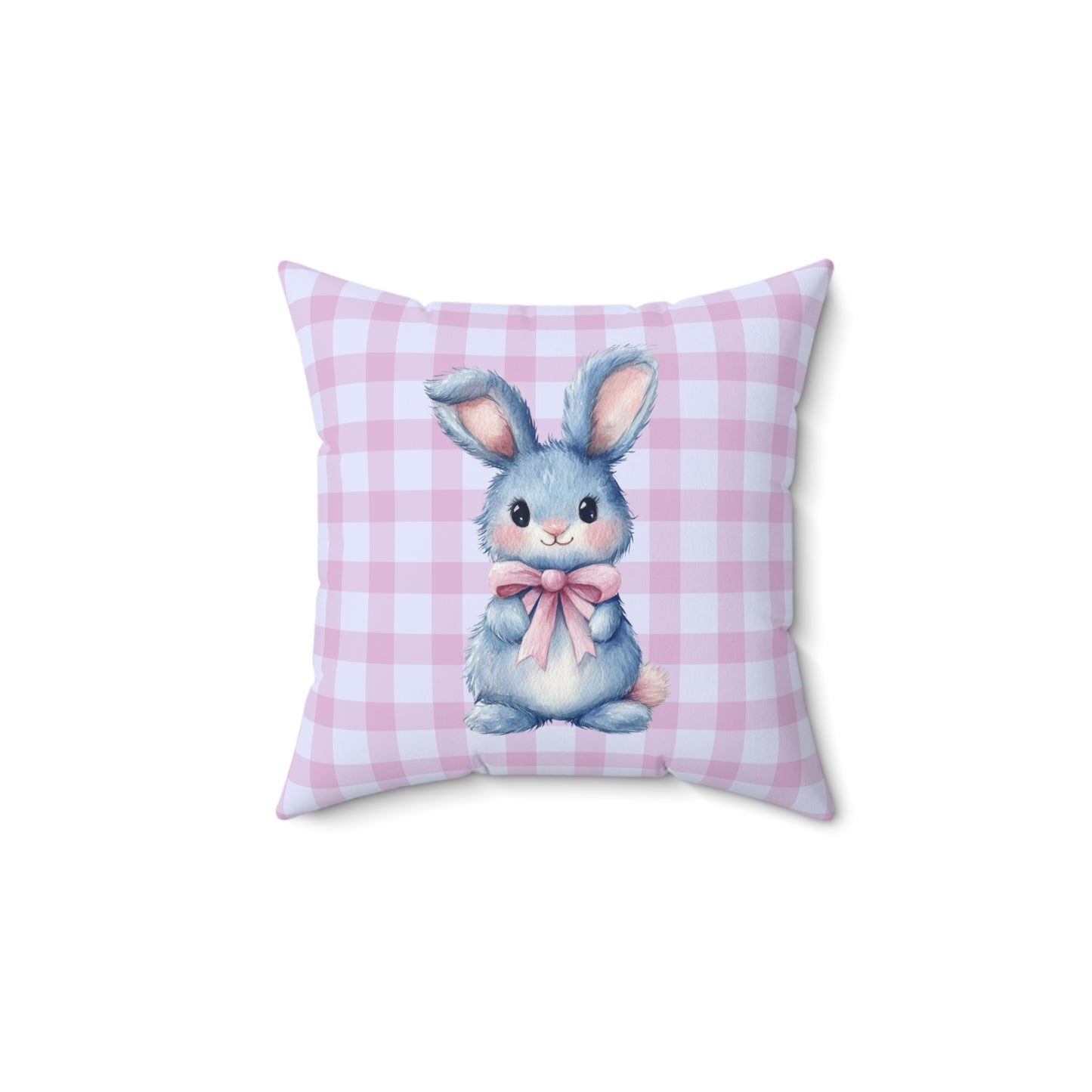 Easter Bunny Pink Gingham Pastel - Indoor Throw Pillow