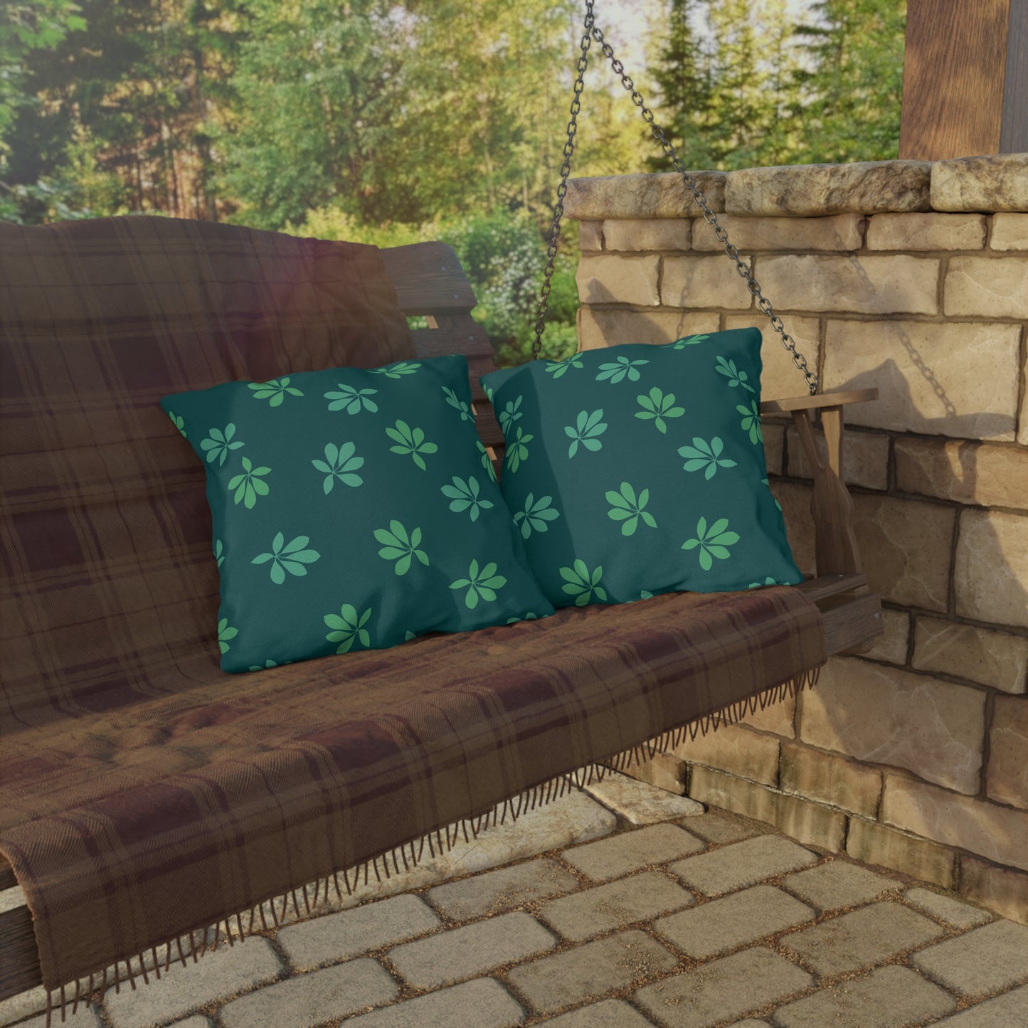 Tropical Green Foliage - Outdoor Throw Pillow