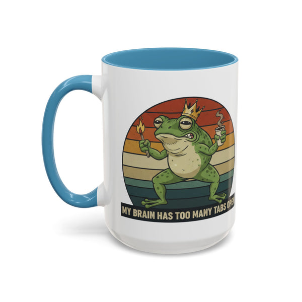 "Too Many Tabs Open" Retro Frog Accent Mug - 11oz & 15oz Ceramic Coffee Cup