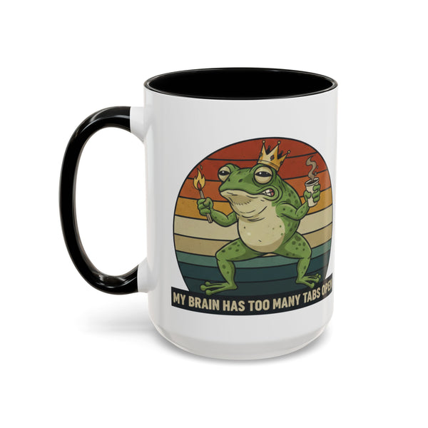 "Too Many Tabs Open" Retro Frog Accent Mug - 11oz & 15oz Ceramic Coffee Cup
