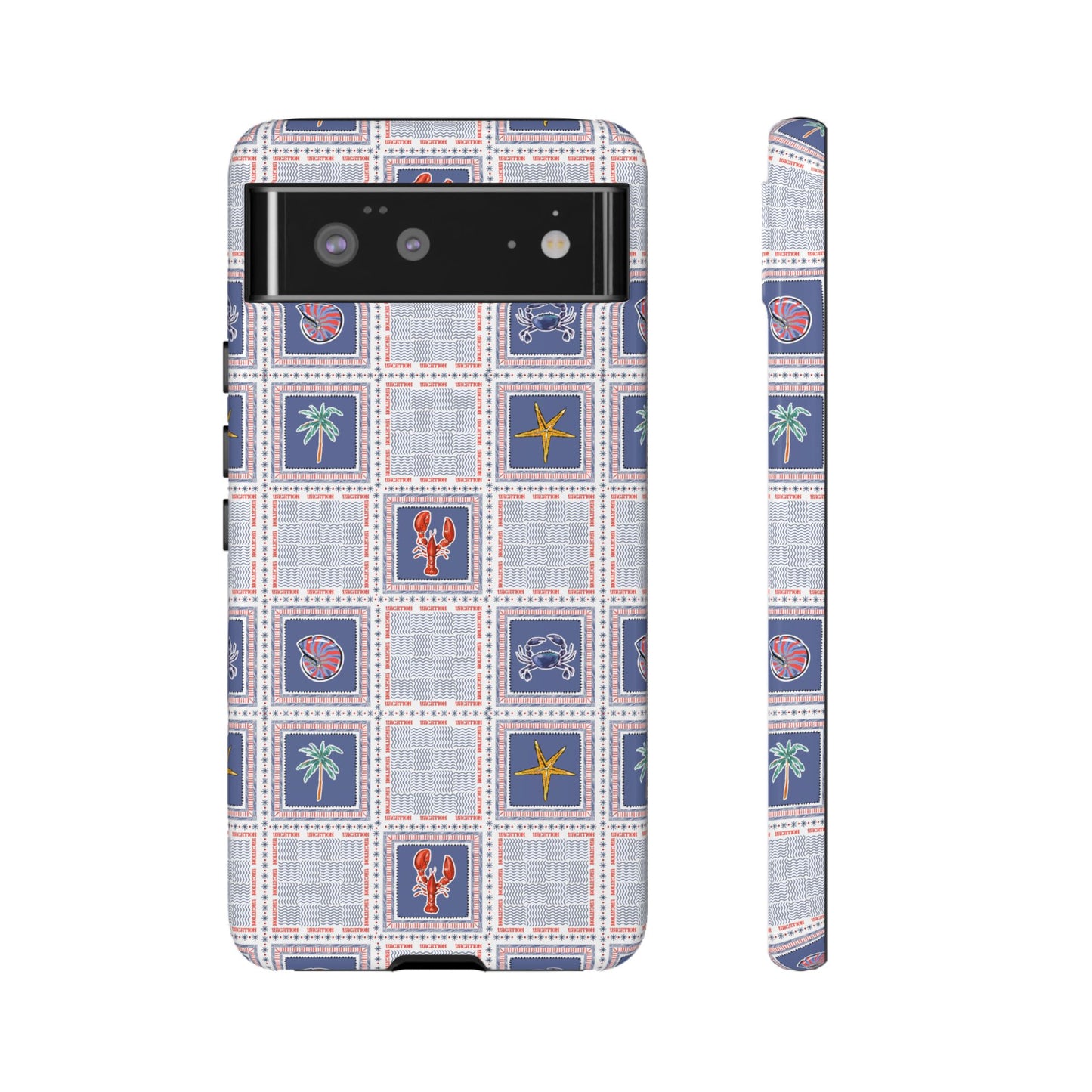 Lobsters Sailboats Seashells - Cell Phone Tough Case