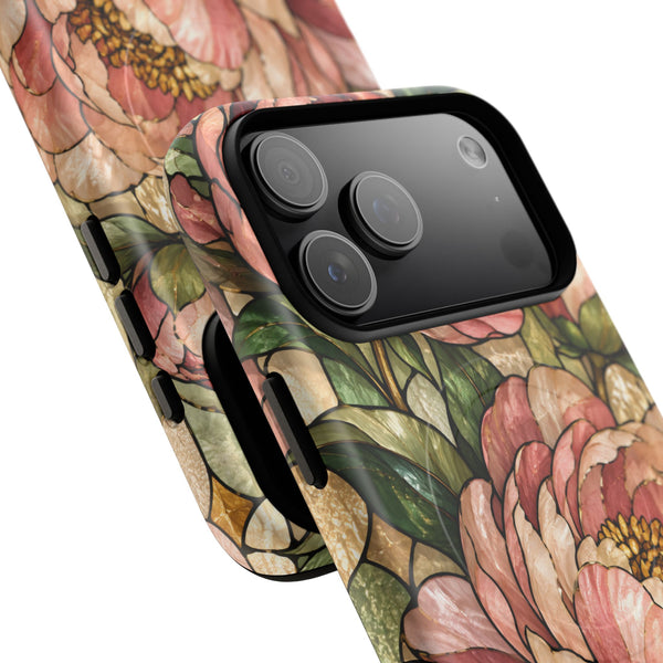 Glossy or Matte Stained Glass Peony MagSafe iPhone Case