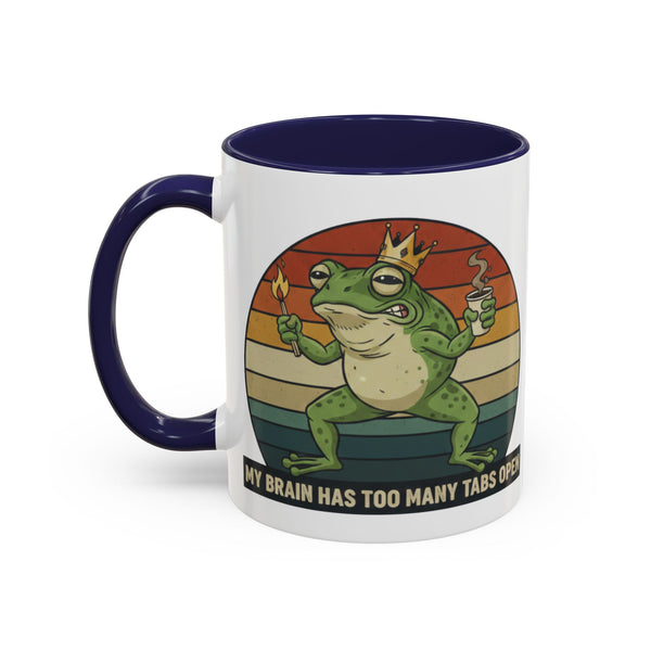"Too Many Tabs Open" Retro Frog Accent Mug - 11oz & 15oz Ceramic Coffee Cup