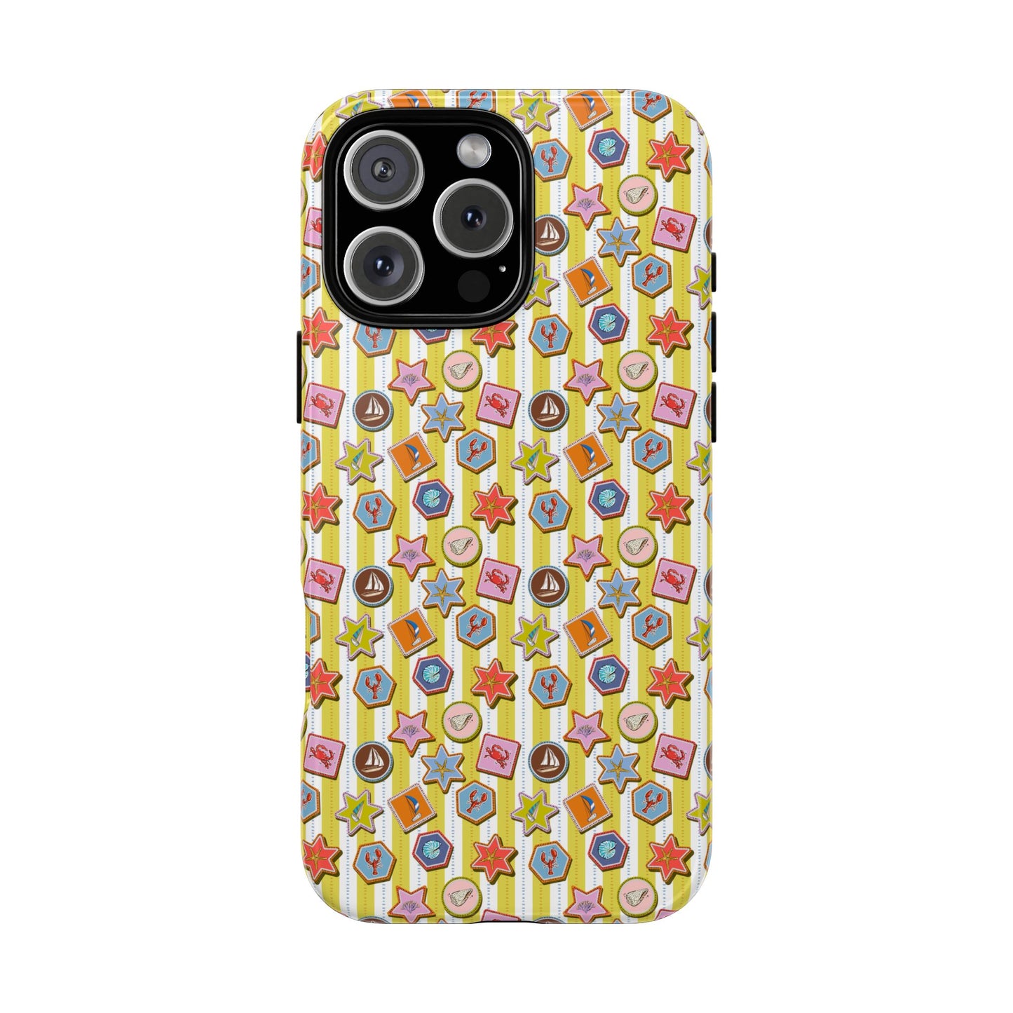 Yellow and White Striped Summer Themed Phone Case
