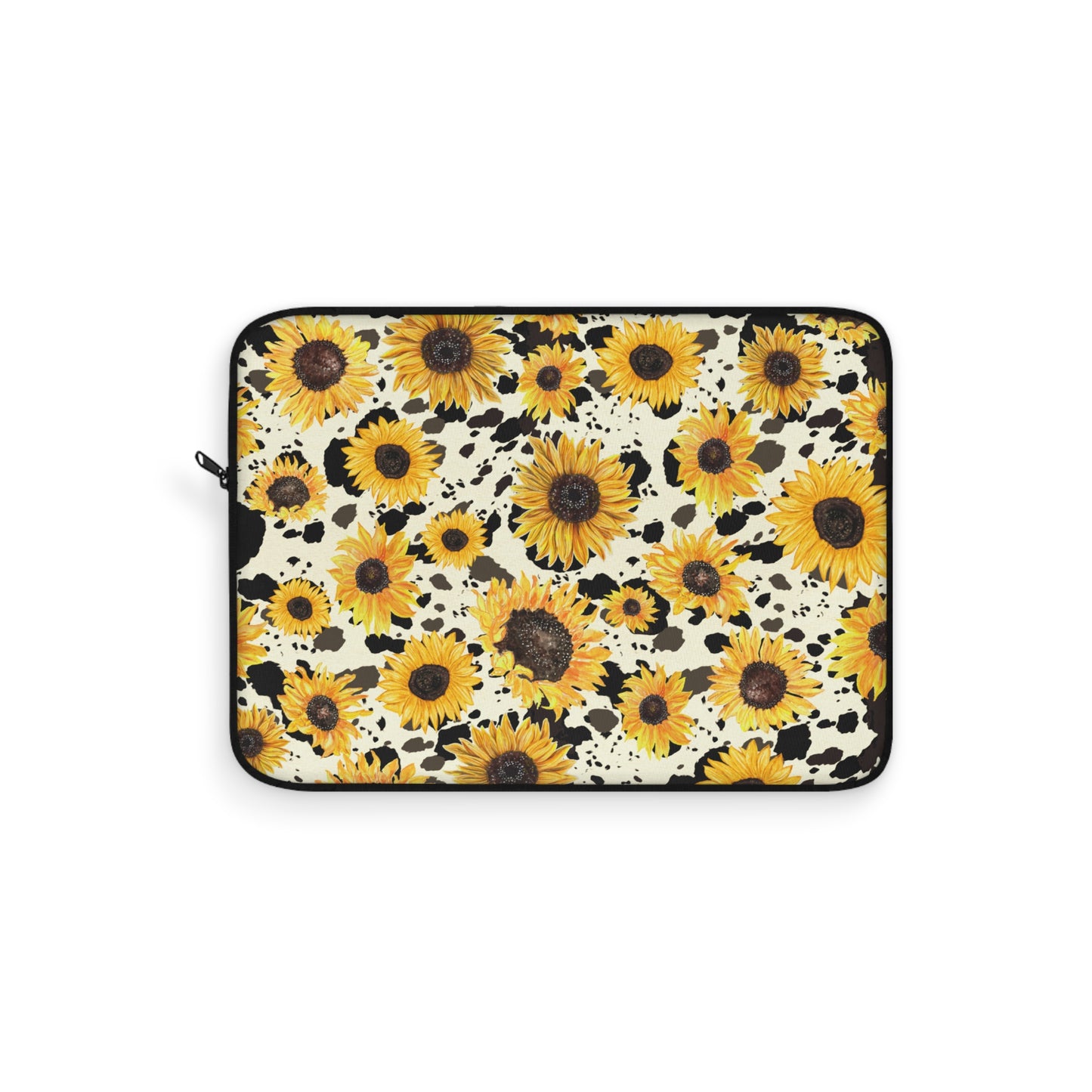 Sunflowers on Cow Print Laptop Sleeve