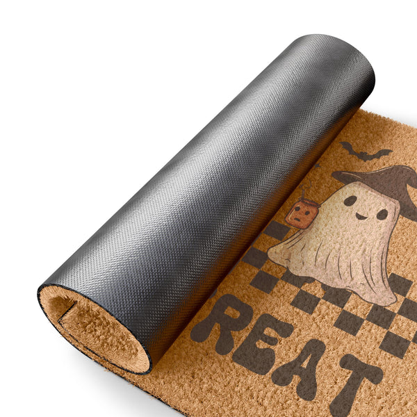 Trick or Treat Halloween Doormat – 24x16 Cute Ghost Porch Mat, Outdoor Coir Welcome Rug for Fall & Spooky Season Decor