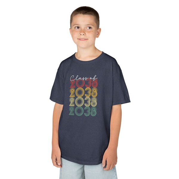 Graduation Tee for Kids Class of 2038 Shirt, Fun School Spirit, Kids Graduation Gift, Back-to-School Essential, Proud Parent Supporter
