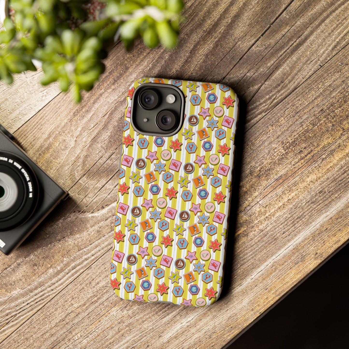Yellow and White Striped Summer Themed Phone Case