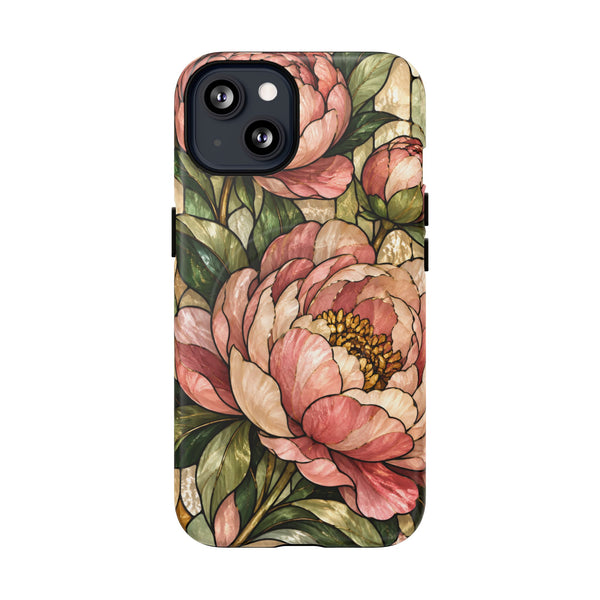 Glossy or Matte Stained Glass Peony MagSafe iPhone Case