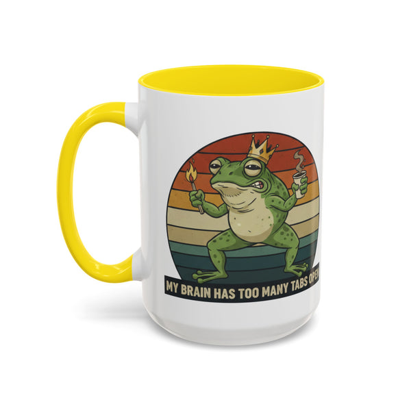"Too Many Tabs Open" Retro Frog Accent Mug - 11oz & 15oz Ceramic Coffee Cup
