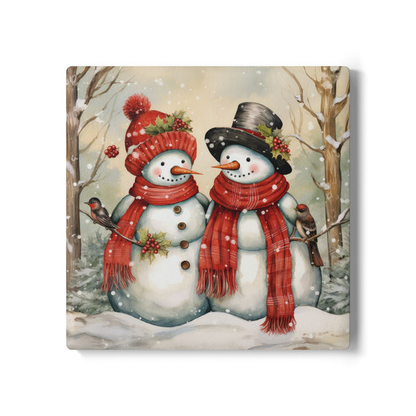 Snowman Holiday Ceramic Coaster Set, Christmas Decor, Winter Drinkware, Gift for Him/Her, Cozy Home Accents
