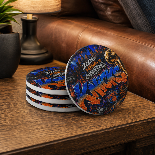 Handcrafted Knicks 2026 Championship Ceramic Coasters — Round or Square