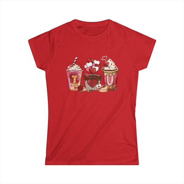I Love You Valentines Women's Softstyle Tee, Coffee Themed TShirt