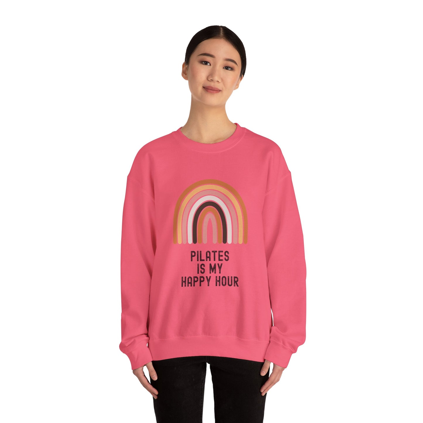 Pilates Rainbow Crewneck Sweatshirt, Cozy Exercise Sweatshirt, Gift for Fitness Lovers, Motivational Apparel, Workout Pullover