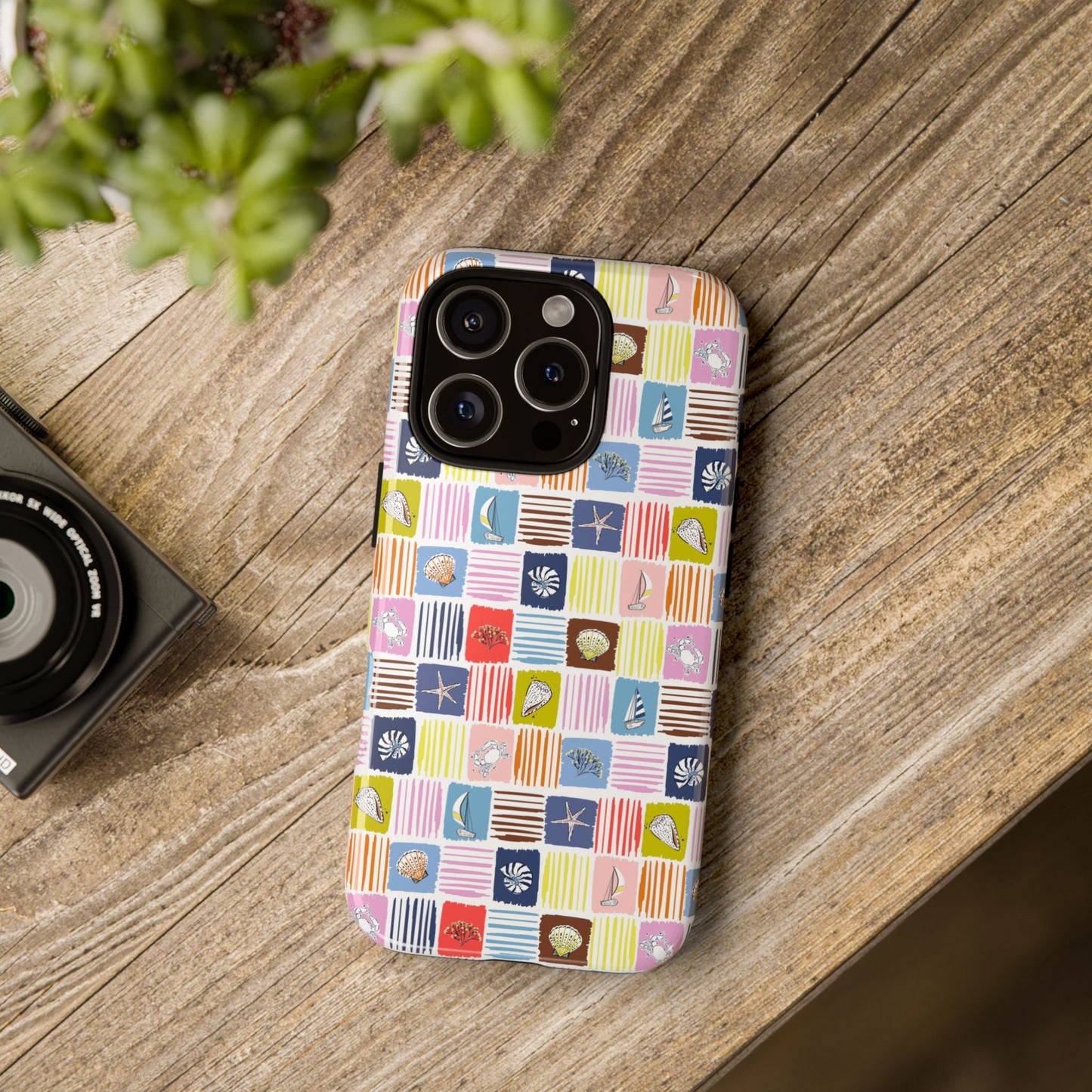 Colorful Seashells Sailboats and Starfish Summer Themed Phone Case