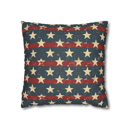 Vintage Stars and Stripes Faux Suede - Indoor Throw Pillow