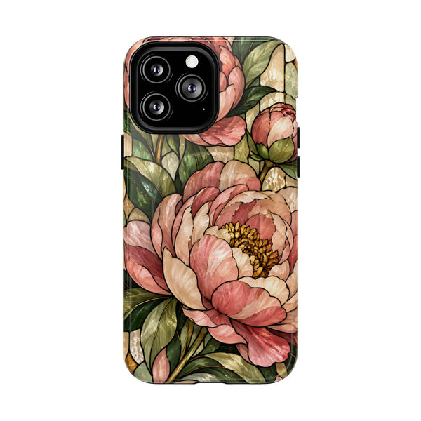 Glossy or Matte Stained Glass Peony MagSafe iPhone Case