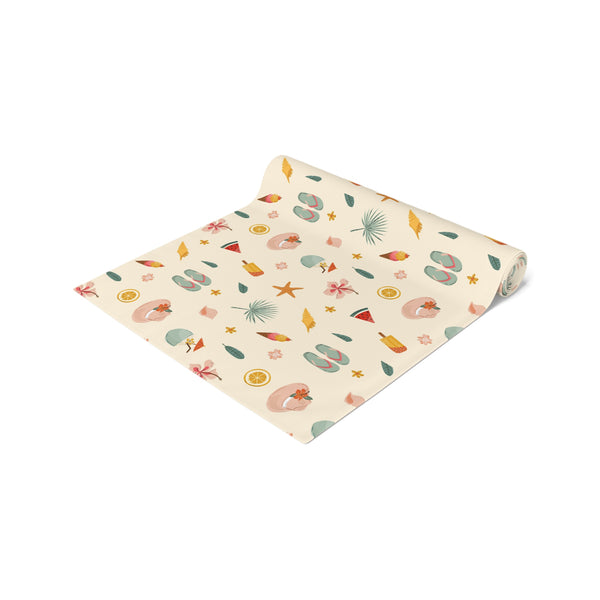 Seashell & Beach Print - Coastal Table Runner
